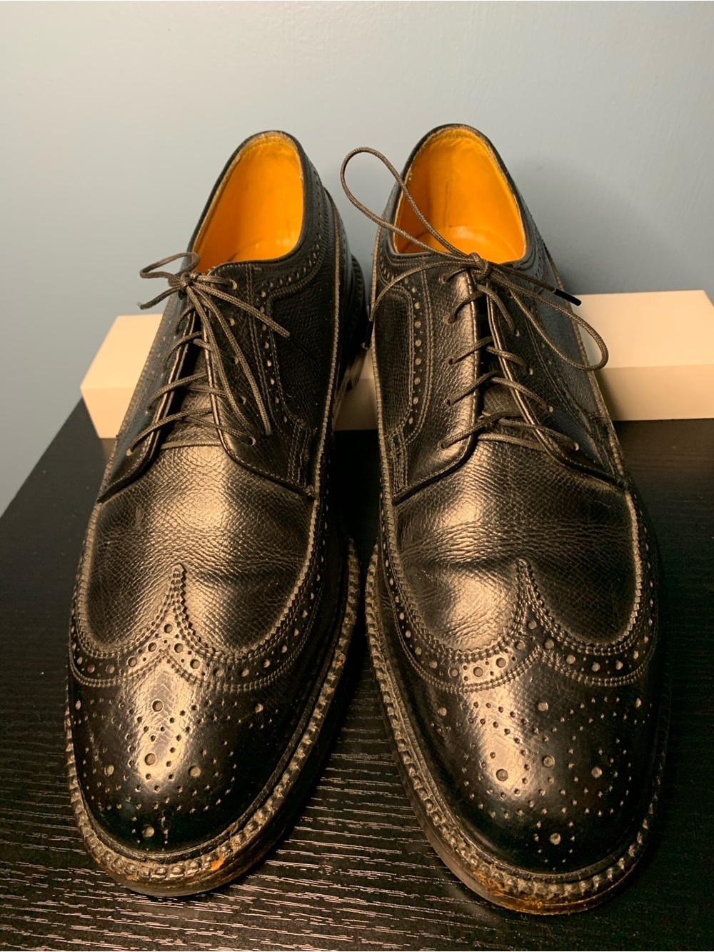 Florsheim Black Leather Wingtip Oxfords